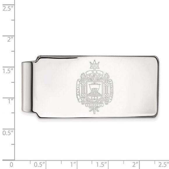 14k White Gold U.S. Naval Academy Crest Money Clip - Picture 2 of 3